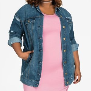 OVERSIZED DISTRESSED DENIM JACKET